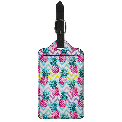 Neon Zig Zag Pineapple Pattern Print Luggage Tag