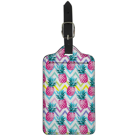 Neon Zig Zag Pineapple Pattern Print Luggage Tag