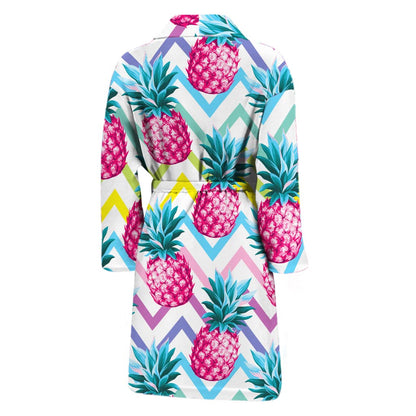 Neon Zig Zag Pineapple Pattern Print Men's Bathrobe