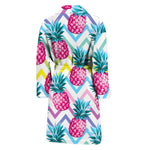 Neon Zig Zag Pineapple Pattern Print Men's Bathrobe