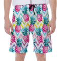 Neon Zig Zag Pineapple Pattern Print Men's Beach Shorts