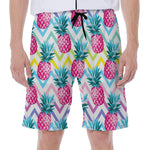Neon Zig Zag Pineapple Pattern Print Men's Beach Shorts