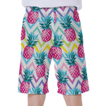 Neon Zig Zag Pineapple Pattern Print Men's Beach Shorts