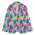 Neon Zig Zag Pineapple Pattern Print Men's Blazer