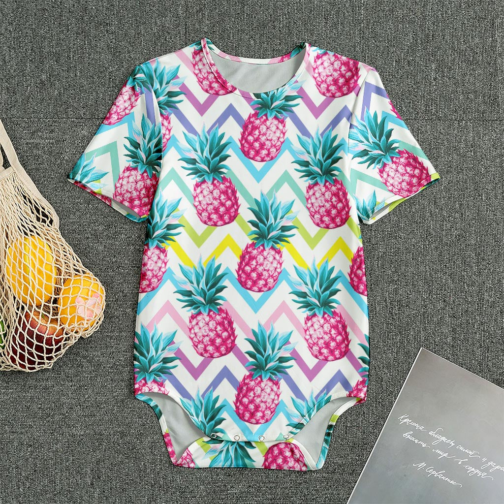 Neon Zig Zag Pineapple Pattern Print Men's Bodysuit