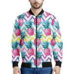 Neon Zig Zag Pineapple Pattern Print Men's Bomber Jacket