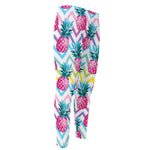 Neon Zig Zag Pineapple Pattern Print Men's Compression Pants