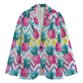 Neon Zig Zag Pineapple Pattern Print Men's Cotton Blazer