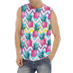 Neon Zig Zag Pineapple Pattern Print Men's Fitness Tank Top