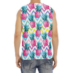 Neon Zig Zag Pineapple Pattern Print Men's Fitness Tank Top