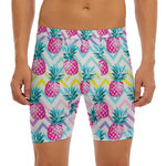 Neon Zig Zag Pineapple Pattern Print Men's Long Boxer Briefs