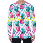 Neon Zig Zag Pineapple Pattern Print Men's Long Sleeve T-Shirt