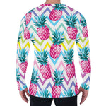Neon Zig Zag Pineapple Pattern Print Men's Long Sleeve T-Shirt