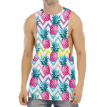 Neon Zig Zag Pineapple Pattern Print Men's Muscle Tank Top