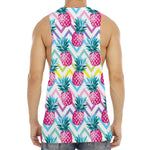 Neon Zig Zag Pineapple Pattern Print Men's Muscle Tank Top
