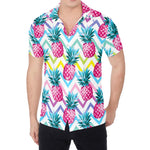 Neon Zig Zag Pineapple Pattern Print Men's Shirt