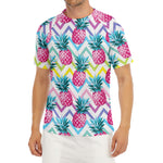 Neon Zig Zag Pineapple Pattern Print Men's Short Sleeve Rash Guard