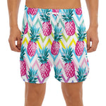 Neon Zig Zag Pineapple Pattern Print Men's Split Running Shorts