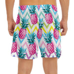 Neon Zig Zag Pineapple Pattern Print Men's Split Running Shorts