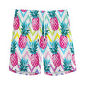 Neon Zig Zag Pineapple Pattern Print Men's Athletic Shorts