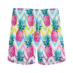 Neon Zig Zag Pineapple Pattern Print Men's Sports Shorts