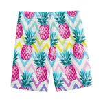 Neon Zig Zag Pineapple Pattern Print Men's Sports Shorts