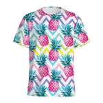 Neon Zig Zag Pineapple Pattern Print Men's Sports T-Shirt