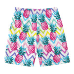 Neon Zig Zag Pineapple Pattern Print Men's Swim Trunks