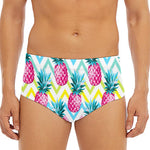 Neon Zig Zag Pineapple Pattern Print Men's Triangle Swim Briefs