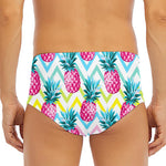 Neon Zig Zag Pineapple Pattern Print Men's Triangle Swim Briefs