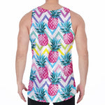Neon Zig Zag Pineapple Pattern Print Men's Velvet Tank Top
