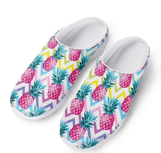 Neon Zig Zag Pineapple Pattern Print Mesh Casual Shoes