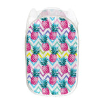 Neon Zig Zag Pineapple Pattern Print Mesh Laundry Hamper