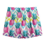 Neon Zig Zag Pineapple Pattern Print Mesh Shorts