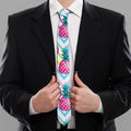 Neon Zig Zag Pineapple Pattern Print Necktie