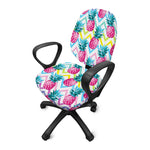 Neon Zig Zag Pineapple Pattern Print Office Chair Cover