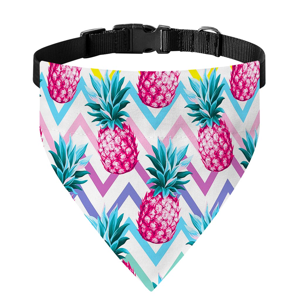 Neon Zig Zag Pineapple Pattern Print Over The Collar Dog Bandana