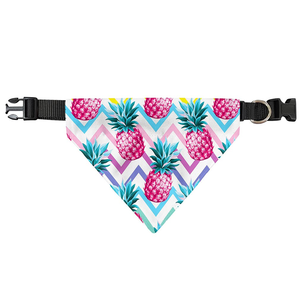 Neon Zig Zag Pineapple Pattern Print Over The Collar Dog Bandana