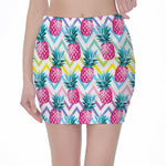 Neon Zig Zag Pineapple Pattern Print Pencil Mini Skirt