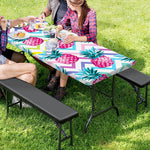 Neon Zig Zag Pineapple Pattern Print Picnic Table Cover