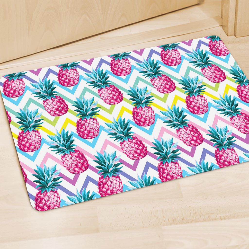Neon Zig Zag Pineapple Pattern Print Polyester Doormat