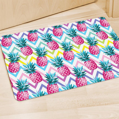 Neon Zig Zag Pineapple Pattern Print Polyester Doormat