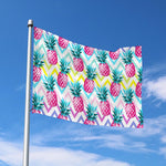 Neon Zig Zag Pineapple Pattern Print Polyester Flag