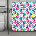 Neon Zig Zag Pineapple Pattern Print Polyester Shower Curtain