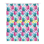 Neon Zig Zag Pineapple Pattern Print Polyester Shower Curtain