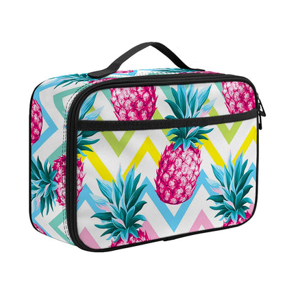 Neon Zig Zag Pineapple Pattern Print Portable Lunch Bag