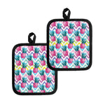 Neon Zig Zag Pineapple Pattern Print Pot Holders