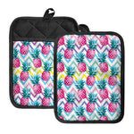 Neon Zig Zag Pineapple Pattern Print Pot Holders With Pocket