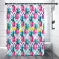 Neon Zig Zag Pineapple Pattern Print Premium Shower Curtain