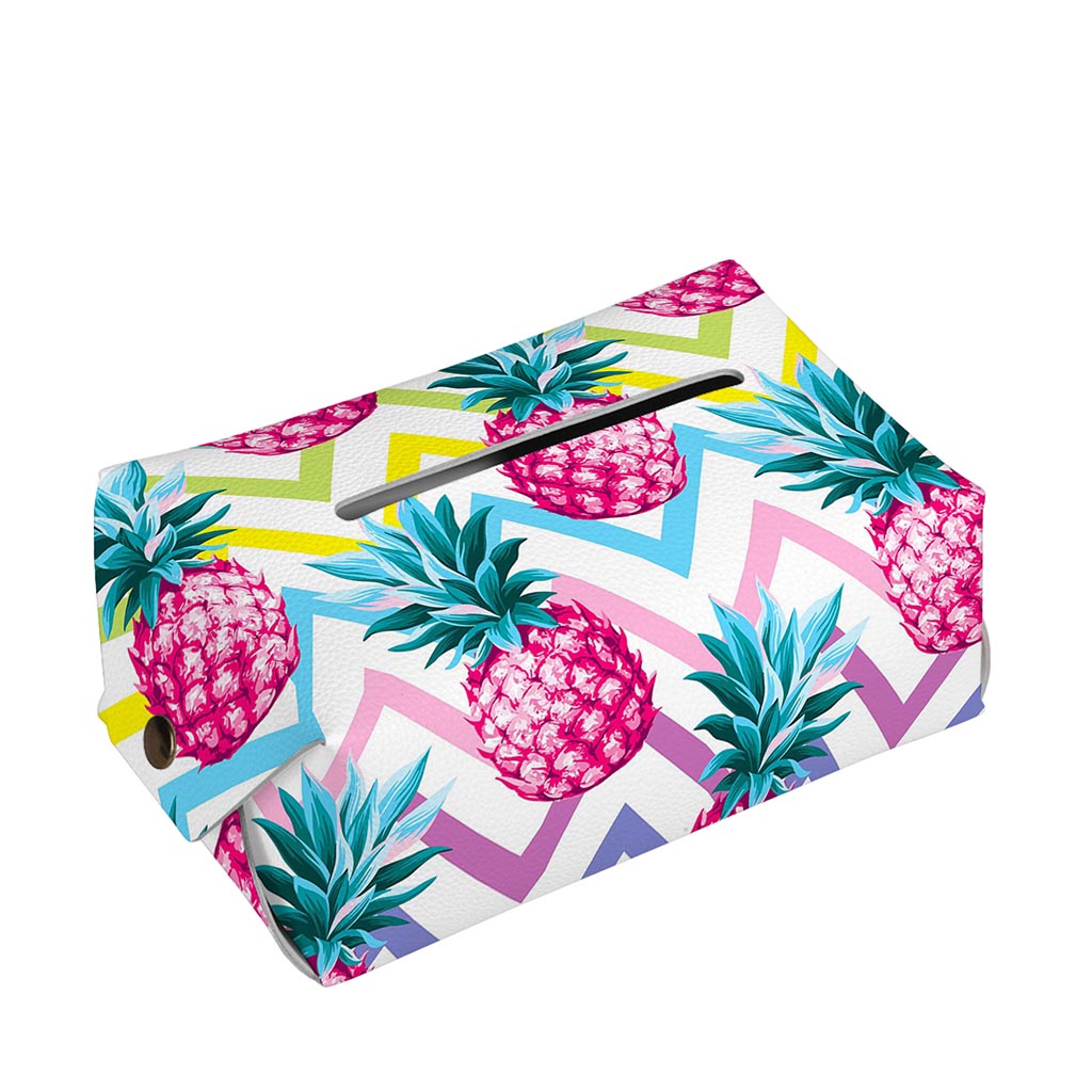 Neon Zig Zag Pineapple Pattern Print Rectangle Tissue Box Cover